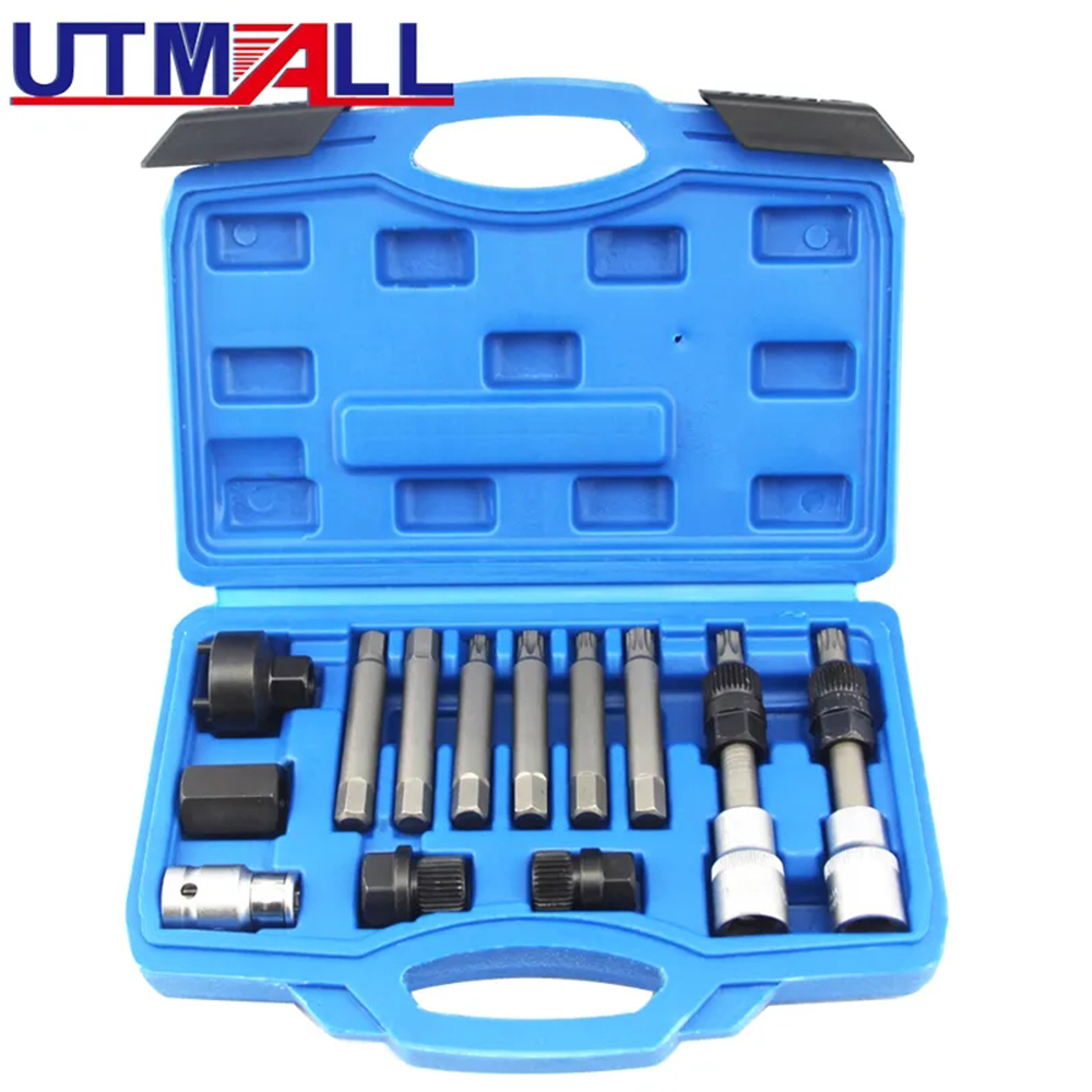 Conventional Reel - UTMALL Stahl 13-teiliges Generator-Freilaufriemenscheiben-Abzieher-Set, Generator-Riemenscheiben-Extraktor, Motor-Werkzeugset,